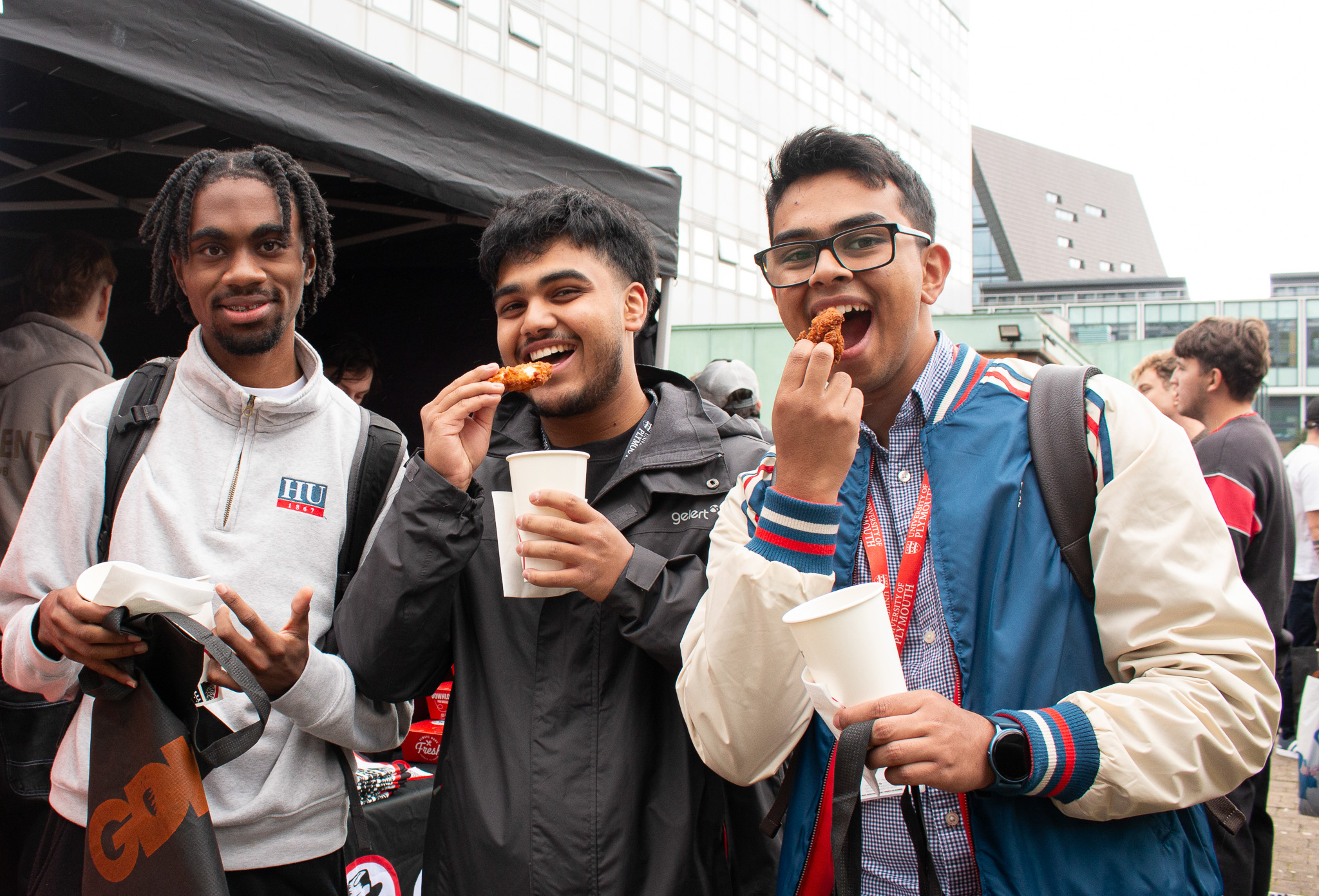 Students enjoying free samples at the Freshers' Fair 