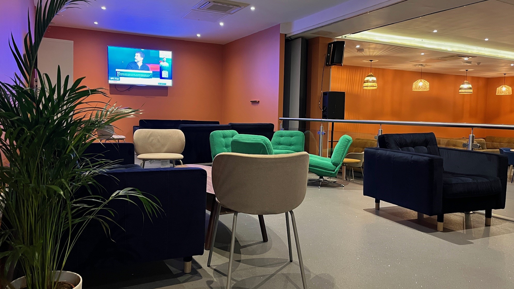 Comfortable seating in The Nest, in the Plymouth University Students' Union