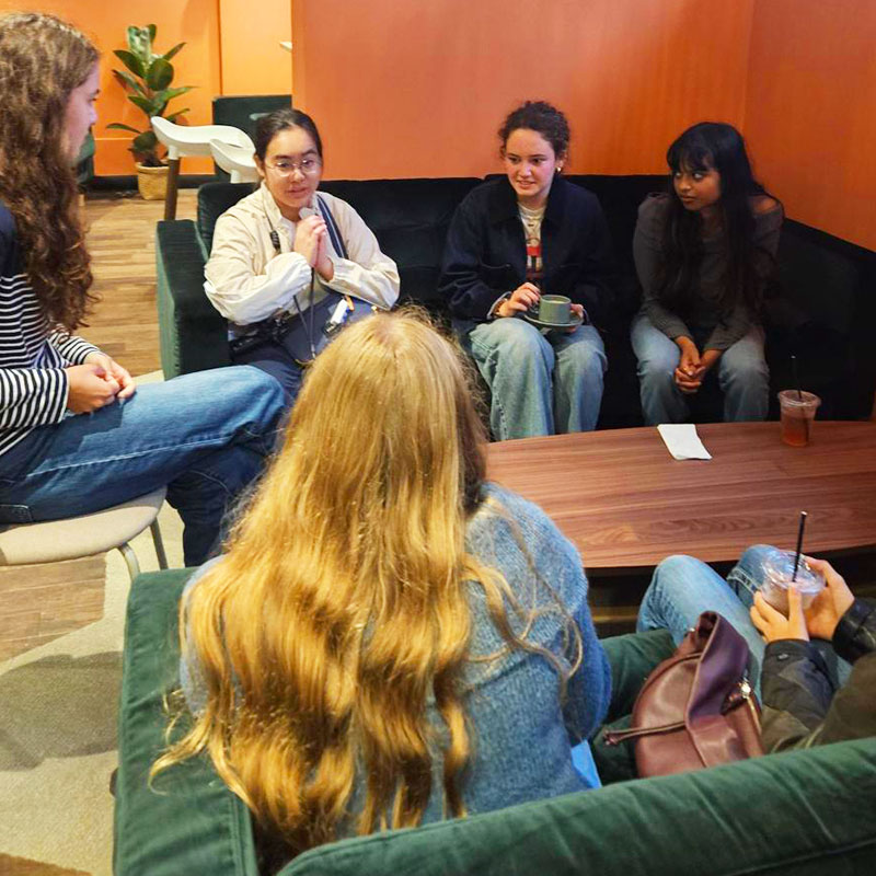 Students socialising in The Lounge