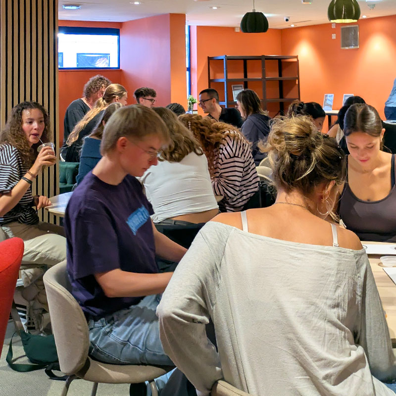 Students socialising in The Lounge