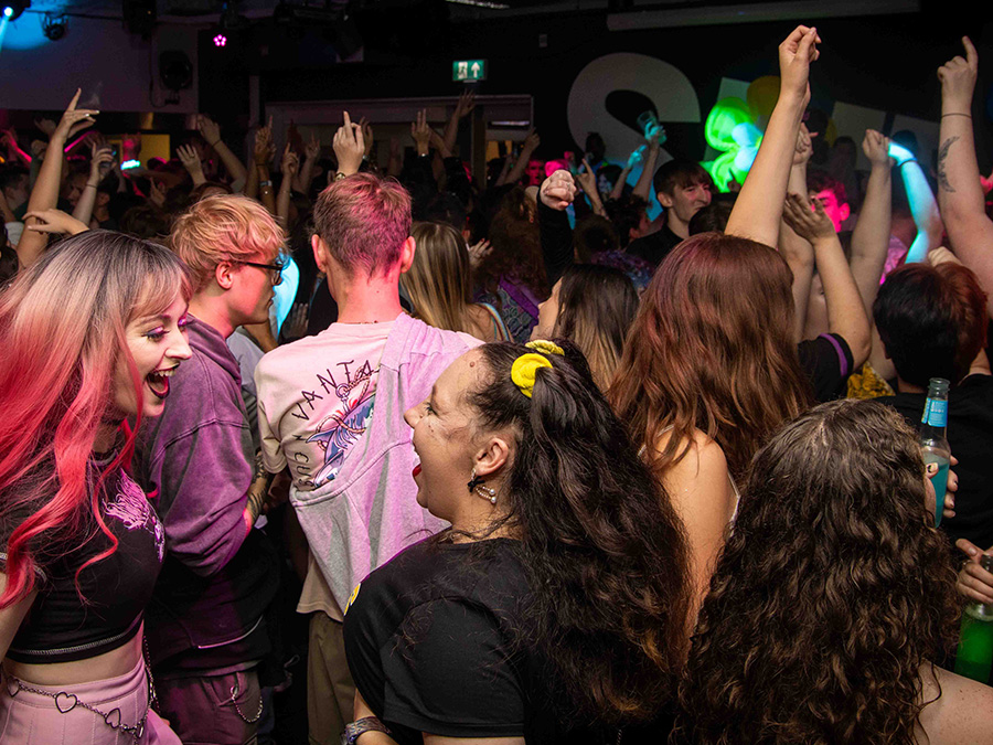 Crowd at a night out in the Students' Union